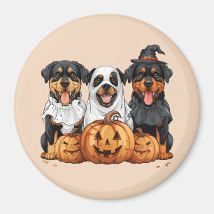 Imã Feliz Halloween Rottweiler Cães Jack O Lanterna