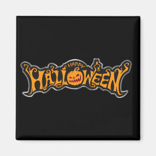 Imã Feliz Halloween Ruby Eye Pumpkin Silver Frame