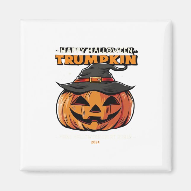 Imã Feliz Halloween Trumpkin Clássico (Frente)