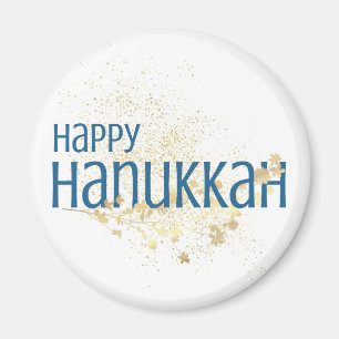 Imã Feliz Hanukkah (com folhagem Dourada)