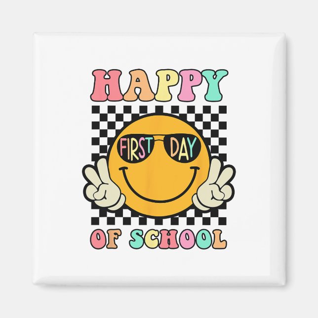 Imã Feliz Hippie Primeiro Dia De Aula Para Professor C (Frente)