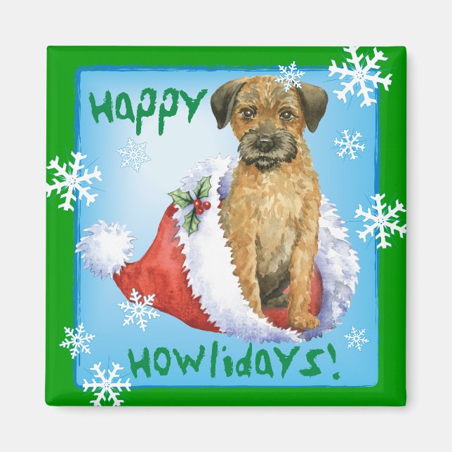 Imã Feliz Howliday Border Terrier (Frente)