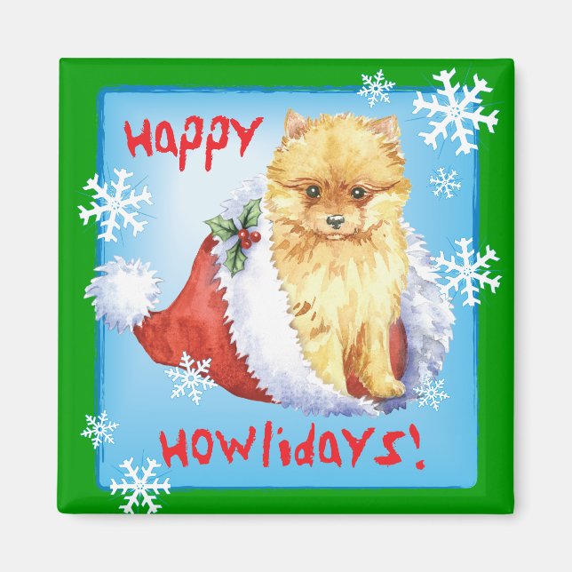 Imã Feliz Howliday Pomeranian (Frente)