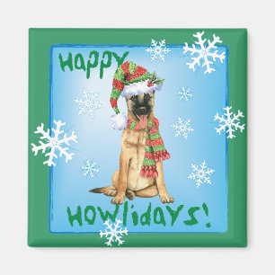 Imã Feliz Howlidays em Malinois Belga