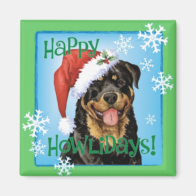 Imã Feliz Howlidays Rottweiler (Frente)