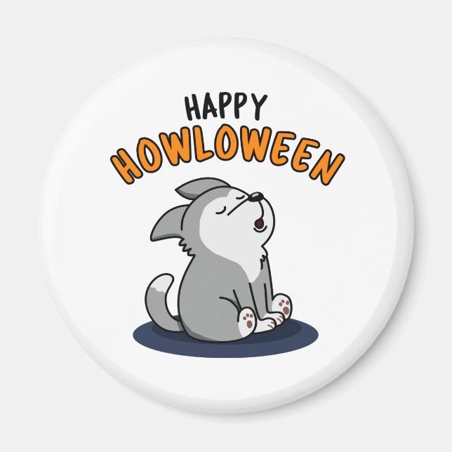 Imã Feliz Howloween Engraçado Cachorro (Frente)