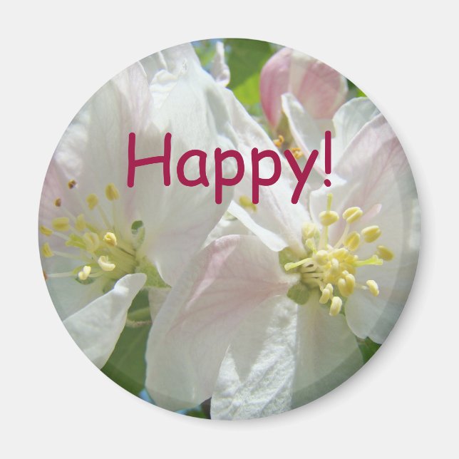 Imã Feliz! ímãs Primavera Flor de Maçã Flores (Frente)