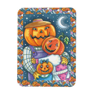 ÍMÃ FELIZ JACK O LANTERN FAMÍLIA, COLORIDA E CORTA