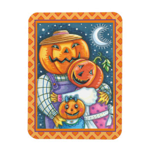 ÍMÃ FELIZ JACK O LANTERN FAMÍLIA, COLORIDA E CORTA