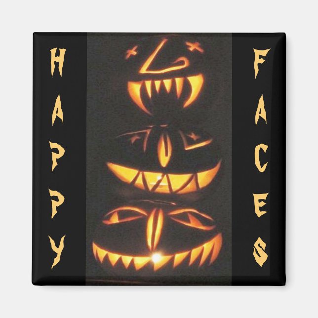 Imã Feliz Jack o'Lantern Faces (Frente)