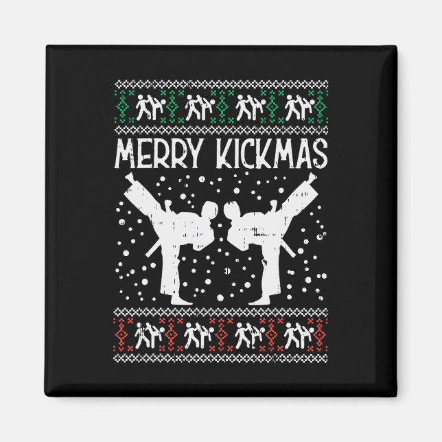 Imã Feliz Kickmas Natal Feio Karate Jiu Jitsu Mart (Frente)