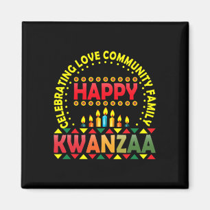 Imã Feliz Kwanzaa Celebrando Amor Kinara Natal Af