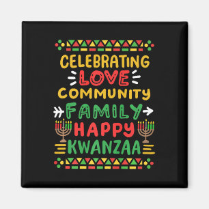 Imã Feliz Kwanzaa Celebrando Homens Da Família Da Comu