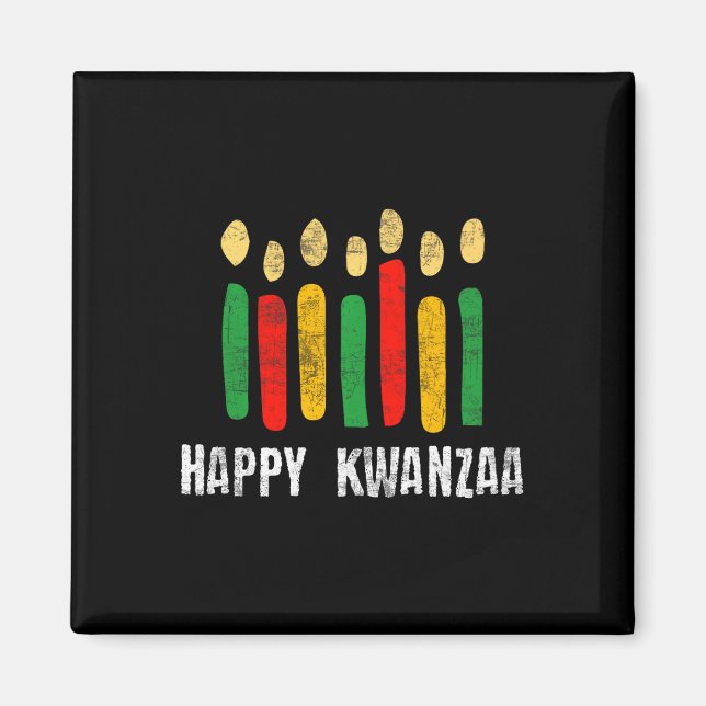 Imã Feliz Kwanzaa Kinara Sete Princípios Velas Pan (Frente)