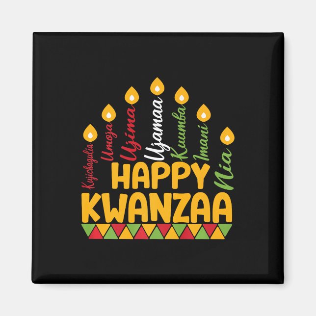 Imã Feliz Kwanzaa Kinara Sete Velas Princípios De K (Frente)