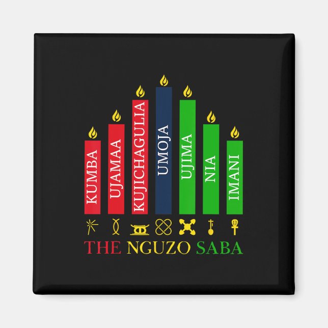 Imã Feliz Kwanzaa Kinara Sete Velas Princípios De K (Frente)