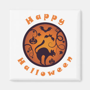 Imã Feliz lanterna do Halloween aranhas e morcegos neg