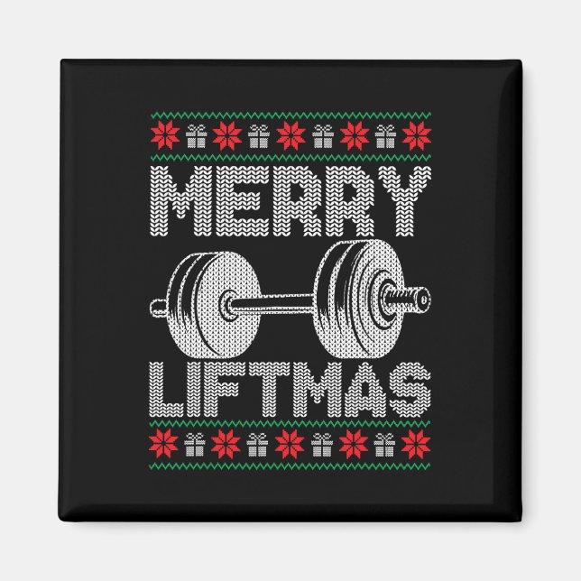 Imã Feliz Liftmas Feio Natal Workout Ajustado Engraçad (Frente)