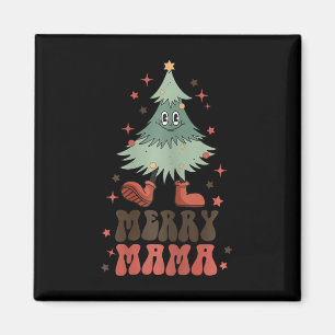 Imã Feliz Mama Retrora Árvore de Natal Rosto Matchi