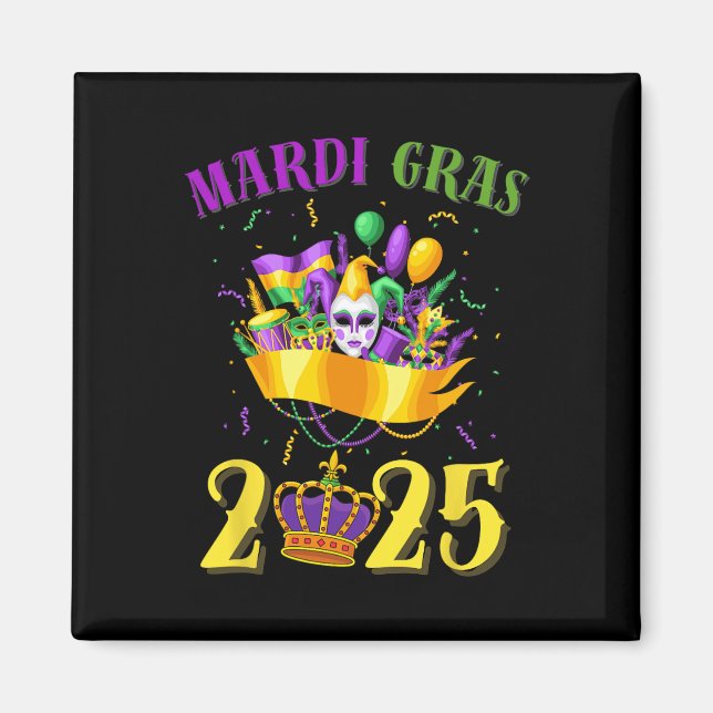 Imã Feliz Mardi Gras 2025 Tee Carnaval 2025 (Frente)