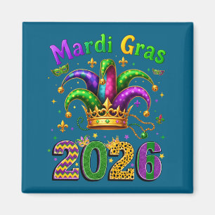 Imã Feliz Mardi Gras 2026 Chapéu de Bobo Homens Mulher
