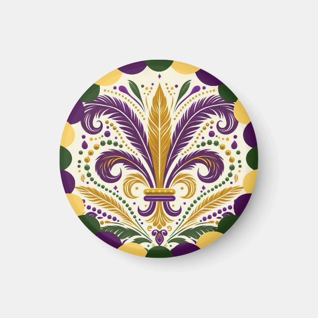 Imã Feliz Mardi Gras fleur-de-lis (Frente)