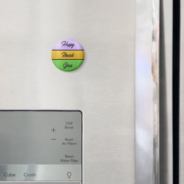 Imã Feliz Mardi Gras roxo de ouro b (In Situ (Fridge))