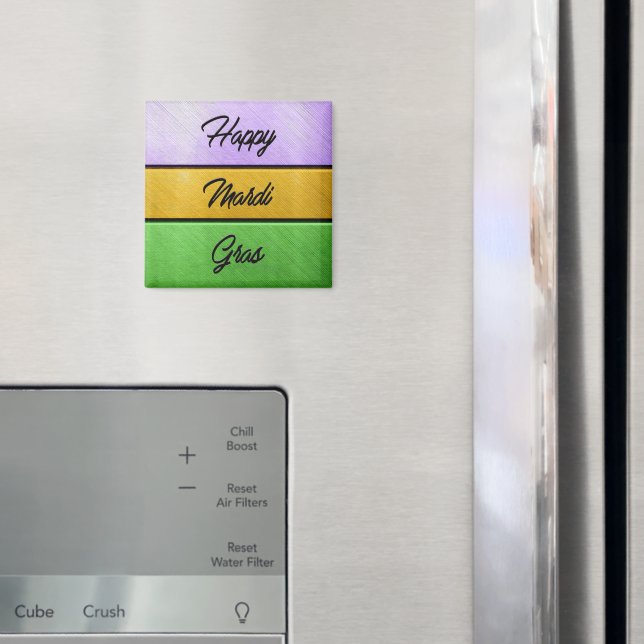 Imã Feliz Mardi Gras roxo de ouro b (In Situ (Fridge))