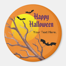 Imã Feliz Morcego De Halloween E Lua