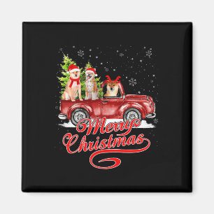 Imã Feliz Natal Akita Dog Papais noeis Reindeer Red Tr