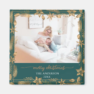 Imã Feliz Natal Arch Dourado Magnet Fotográfico Elegan