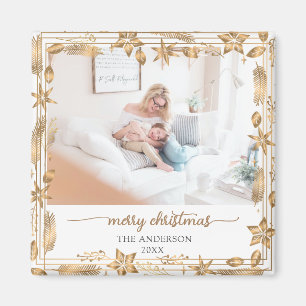 Imã Feliz Natal Arch Dourado Magnet Fotográfico Elegan