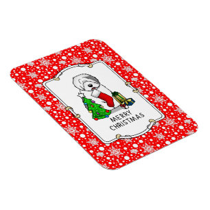 Ímã Feliz Natal Árvore 2 Antiga Cinza de Ovino Inglês