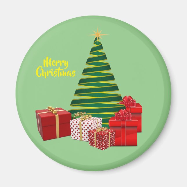 Imã Feliz Natal ~ Árvore com presentes (Frente)