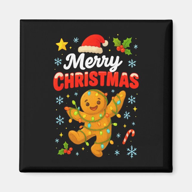 Imã Feliz Natal Biscoito De Natal Gingerbread  (Frente)