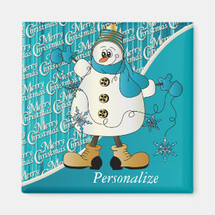 Imã Feliz Natal Blue Snowman