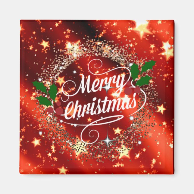 Imã Feliz Natal, brilho e brilho (Frente)