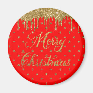 Imã Feliz Natal - brilho vermelho