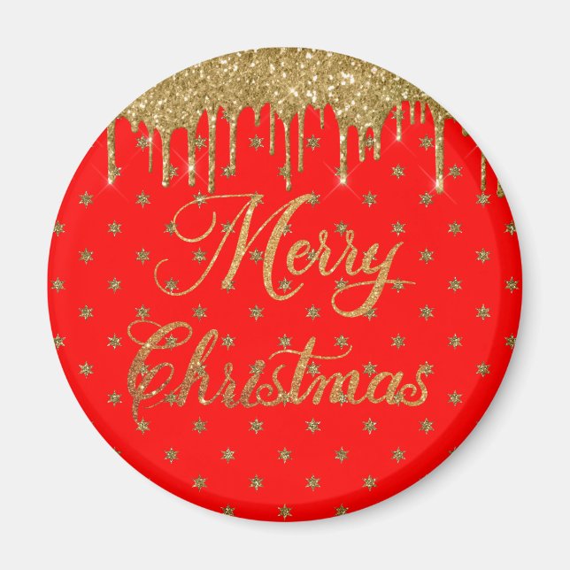 Imã Feliz Natal - brilho vermelho (Frente)