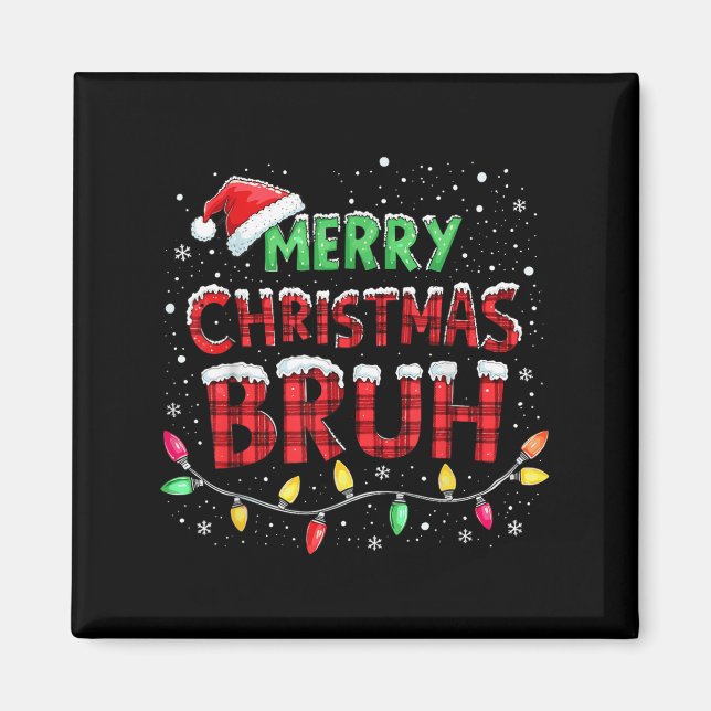 Imã Feliz Natal Bruh Xmas Luzes Santa Hat B (Frente)