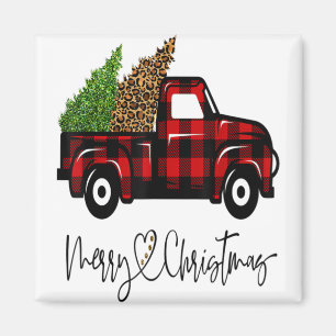 Imã Feliz Natal Buffalo Tree Red Xadrez Leopa
