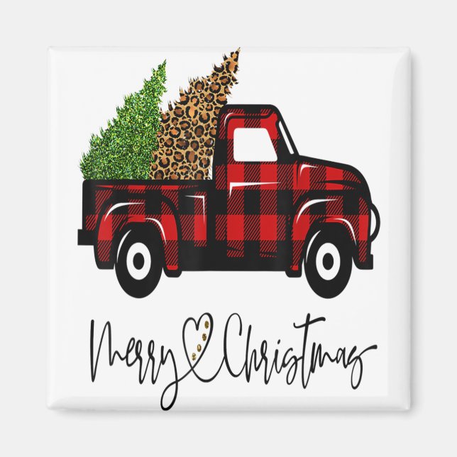 Imã Feliz Natal Buffalo Tree Red Xadrez Leopa (Frente)