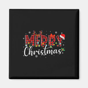 Imã Feliz Natal Buffalo Xadrez Red Santa Hat Xmas P
