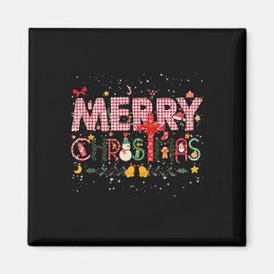 Imã Feliz Natal Buffalo Xadrez Vermelha Família Papais