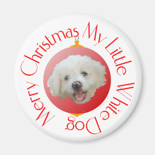 Imã Feliz Natal Cachorrinho Branco