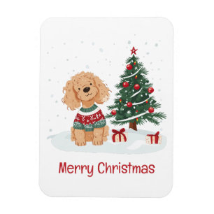 Ímã Feliz Natal Cachorro Goldendoodle