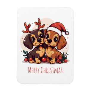 Ímã Feliz Natal Cachorros Dachshund