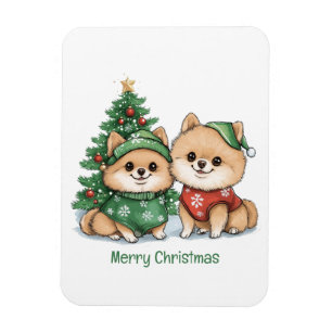 Ímã Feliz Natal - Cães Pomeranianos