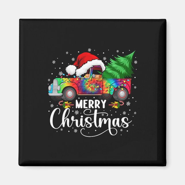 Imã Feliz Natal Caminhão Árvore Santa Hat Lights Match (Frente)