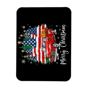 Ímã Feliz Natal Caminhão Vermelho Antigo Bandeira dos